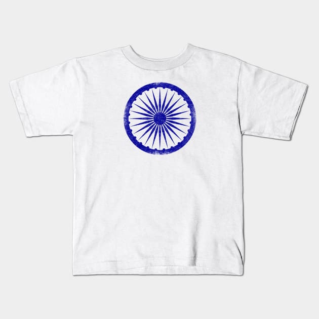 Ashoka Chakra India Flag Vintage Kids T-Shirt by zurcnami